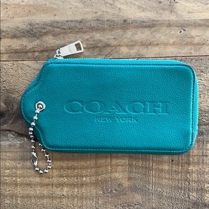 Coach Hangtag Wristlet with Embossed Logo in Jade